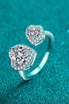 Heart-Shape Moissanite Open Ring Silver Moissanite - Tophatter Daily Deals