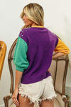 BiBi Color Block Pearl Detail Round Neck Sweater Blouses - Tophatter Daily Deals