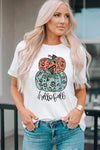 Pumpkin Graphic Short Sleeve T-Shirt White Women's T-Shirts - Tophatter Daily Deals