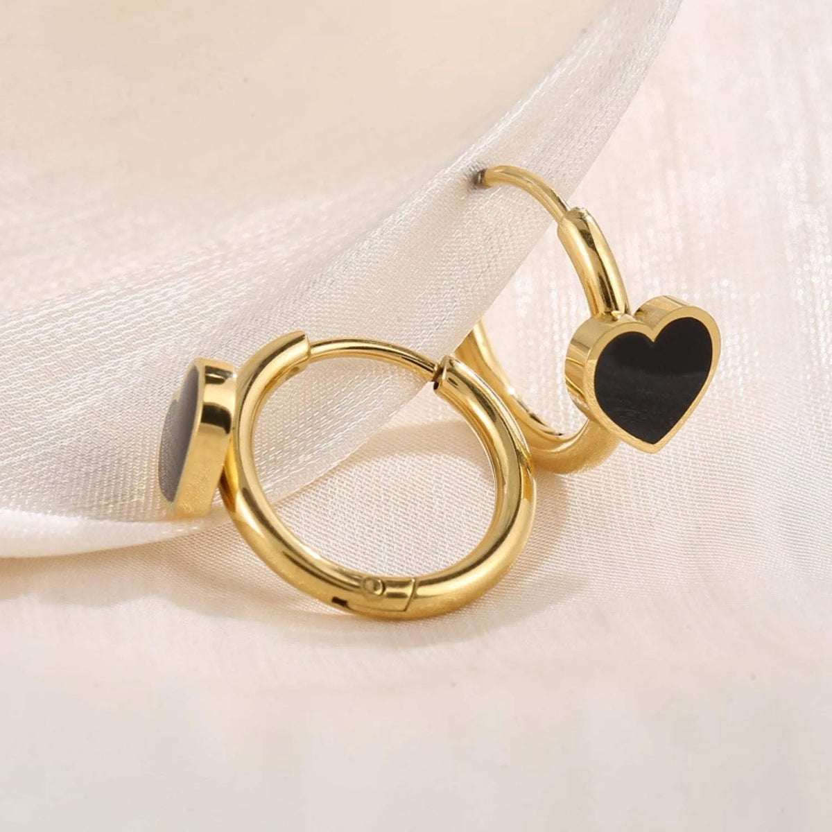 Stainless Steel Heart Huggie Earrings Earrings - Tophatter Daily Deals