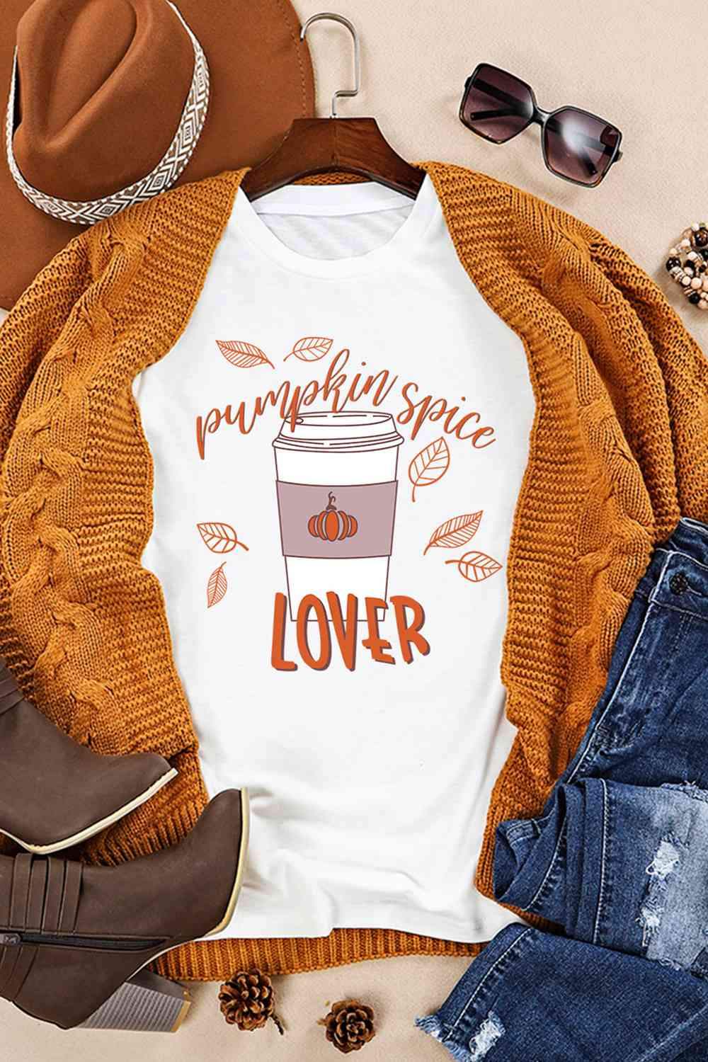 PUMPKIN SPICE LOVER Graphic T-Shirt Women's T-Shirts - Tophatter Daily Deals