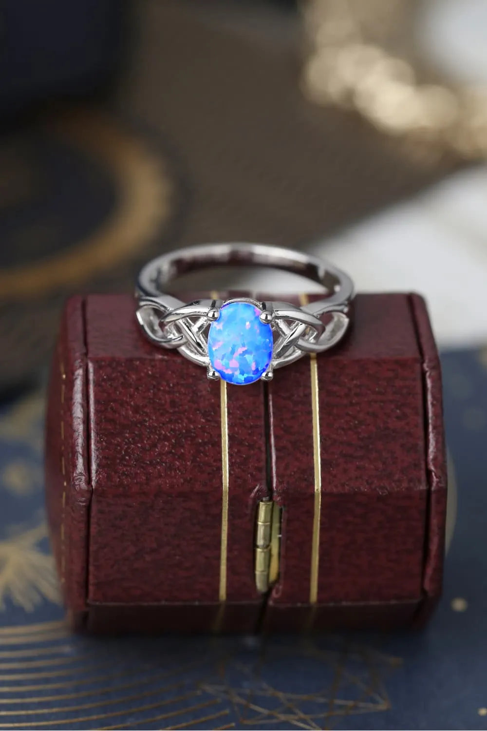 Crisscross 4-Prong Opal Ring Sky Blue Opal - Tophatter Daily Deals