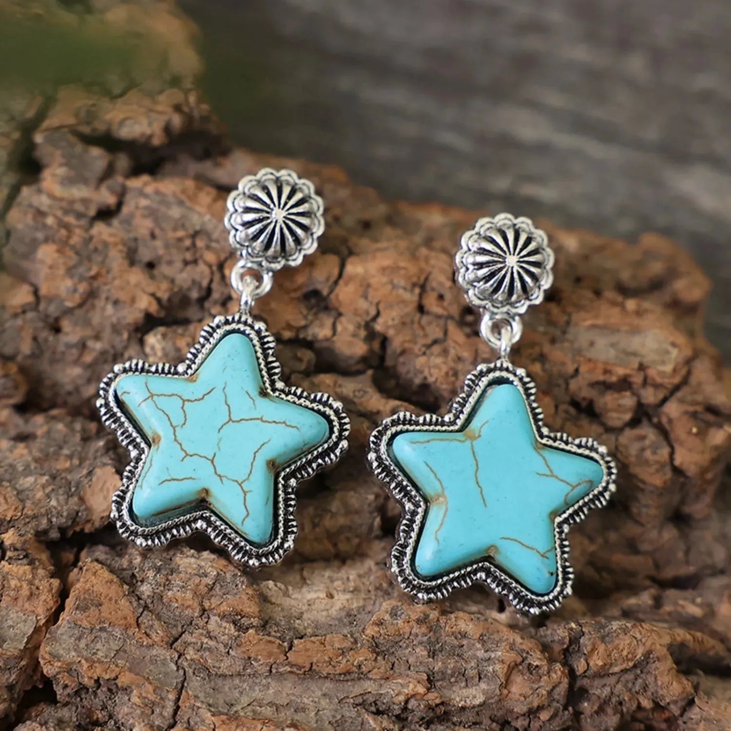 Artificial Turquoise Alloy Star Earrings Sky Blue One Size Earrings - Tophatter Daily Deals