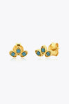 Inlaid 925 Sterling Silver Stud Earrings Turquoise One Size Earrings - Tophatter Daily Deals