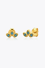 Inlaid 925 Sterling Silver Stud Earrings Turquoise One Size Earrings - Tophatter Daily Deals