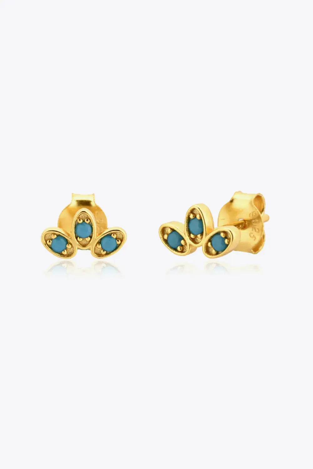Inlaid 925 Sterling Silver Stud Earrings Turquoise One Size Earrings - Tophatter Daily Deals