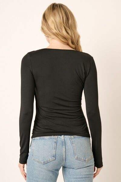 Mittoshop Ruched Long Sleeve Slim Top Blouses - Tophatter Daily Deals