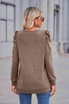 Heathered Puff Sleeve Round Neck Tunic Top Women's T-Shirts - Tophatter Daily Deals