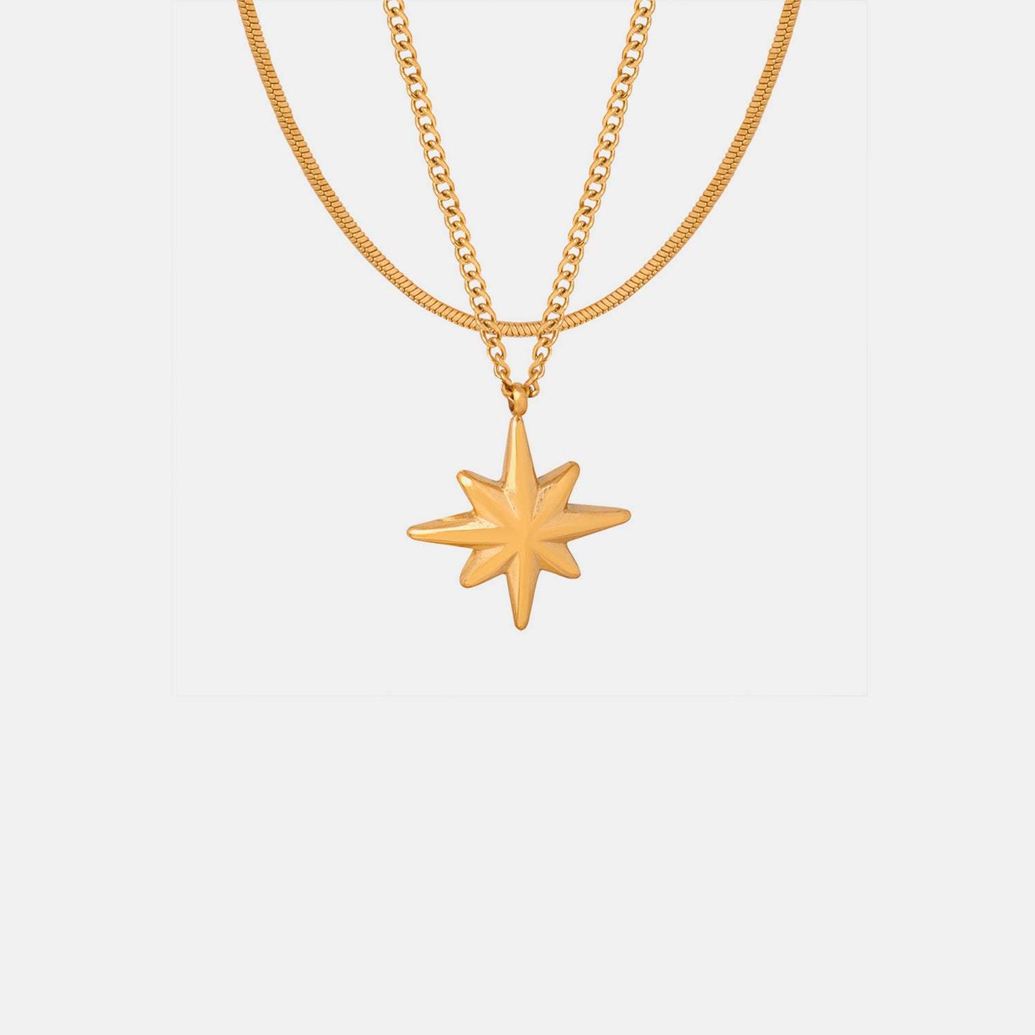 Star Pendant Double-Layered Titanium Steel Necklace Necklaces - Tophatter Daily Deals