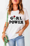 GIRL POWER Rose Graphic Tee Shirt Women's T-Shirts - Tophatter Daily Deals