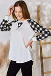 Hailey & Co Full Size Plaid Raglan Sleeve Round Neck Blouse Blouses - Tophatter Daily Deals