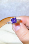 1 Carat Moissanite Platinum-Plated Square Ring Purple Moissanite - Tophatter Daily Deals