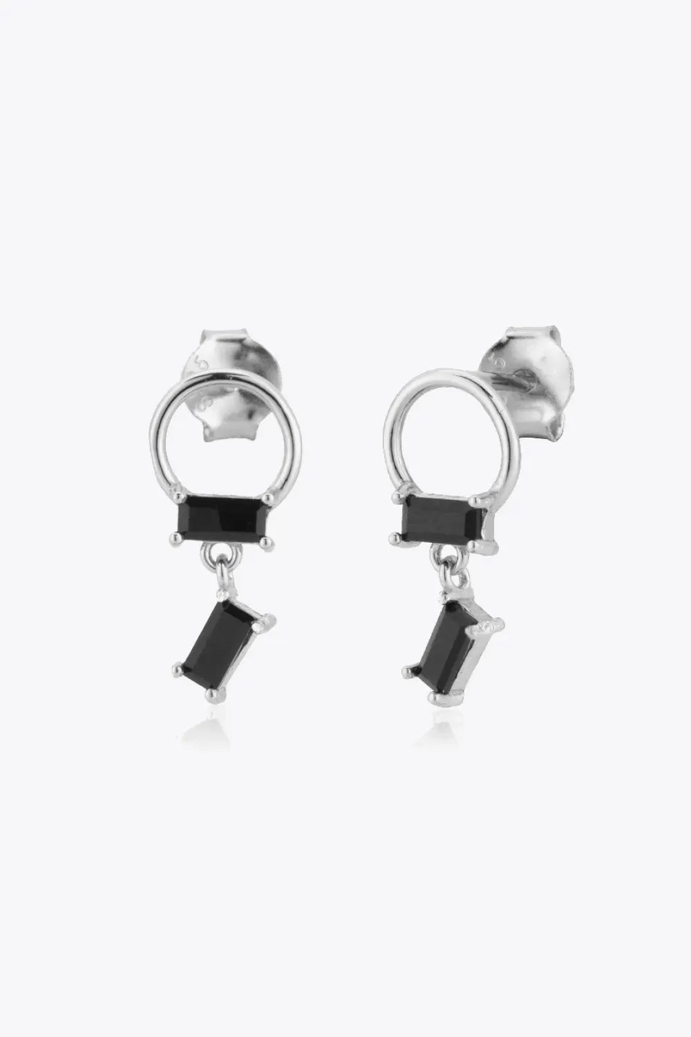 Zircon 925 Sterling Silver Drop Earrings Silver Black One Size Earrings - Tophatter Daily Deals