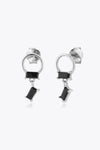 Zircon 925 Sterling Silver Drop Earrings Silver Black One Size Earrings - Tophatter Daily Deals