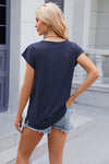 Pocketed Heathered Cap Sleeve T-Shirt Women's T-Shirts - Tophatter Daily Deals