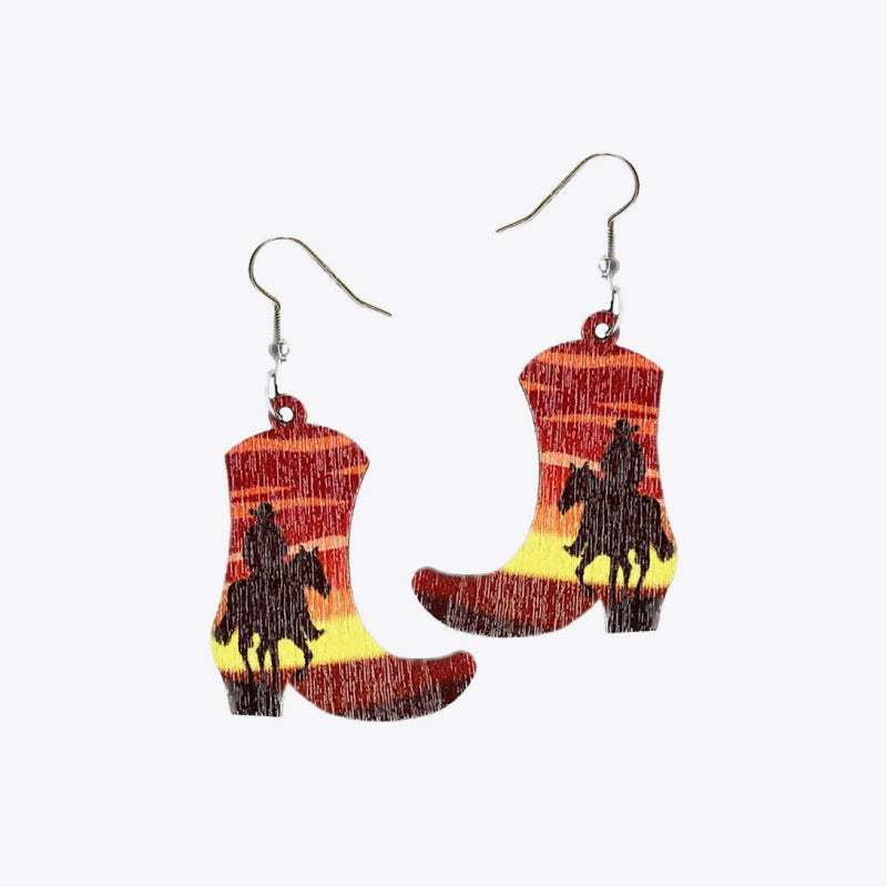 Boots Shape Wooden Dangle Earrings Earrings - Tophatter Daily Deals