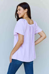 Ninexis Keep Me Close Square Neck Short Sleeve Blouse in Lavender Blouses - Tophatter Daily Deals