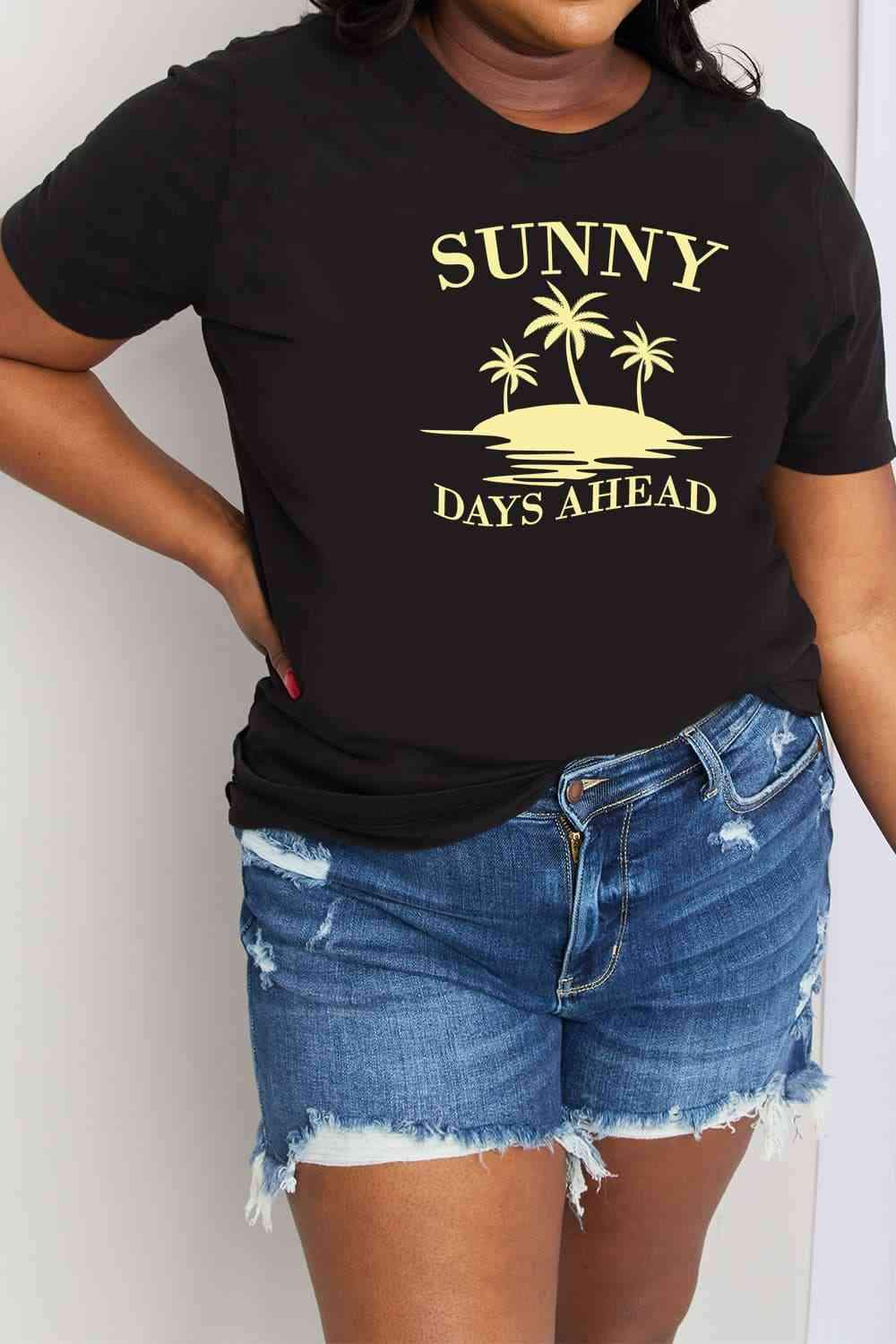 Simply Love Full Size SUNNY DAYS AHEAD Graphic Cotton Tee Women's T-Shirts - Tophatter Daily Deals