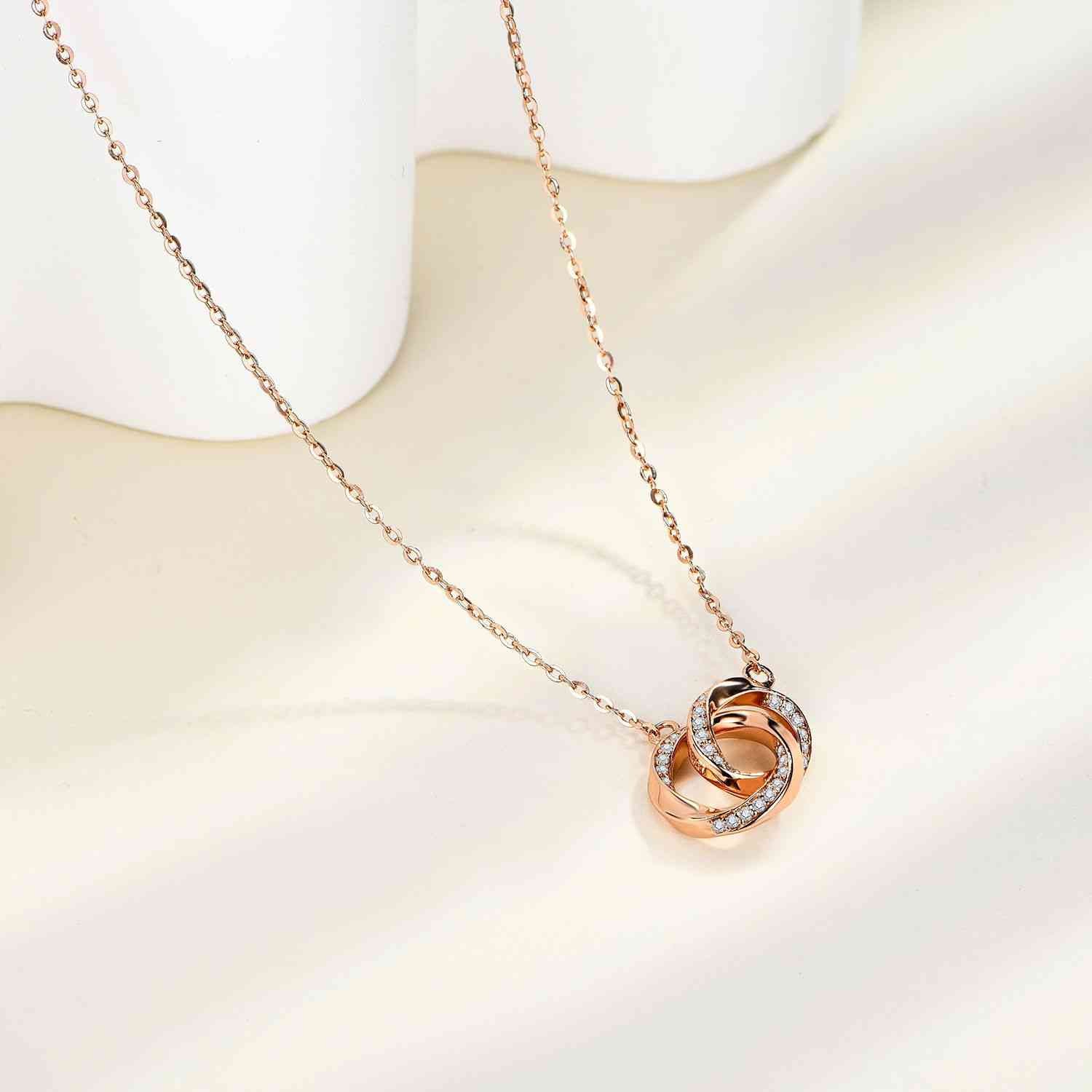 Moissanite 925 Sterling Silver Necklace Rose Gold One Size Moissanite - Tophatter Daily Deals