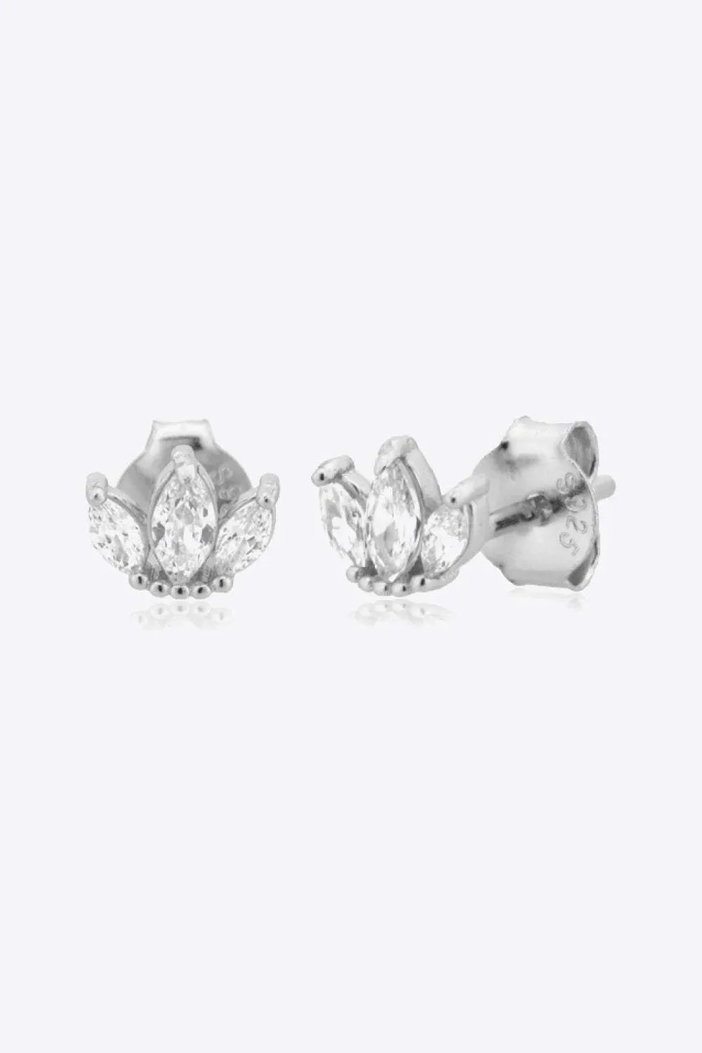 925 Sterling Silver Zircon Decor Stud Earrings Silver One Size Earrings - Tophatter Daily Deals