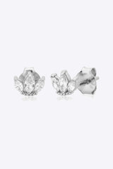 925 Sterling Silver Zircon Decor Stud Earrings Silver One Size Earrings - Tophatter Daily Deals