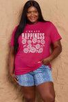 Simply Love Full Size CREATE HAPPINESS Graphic Cotton T-Shirt Women's T-Shirts - Tophatter Daily Deals