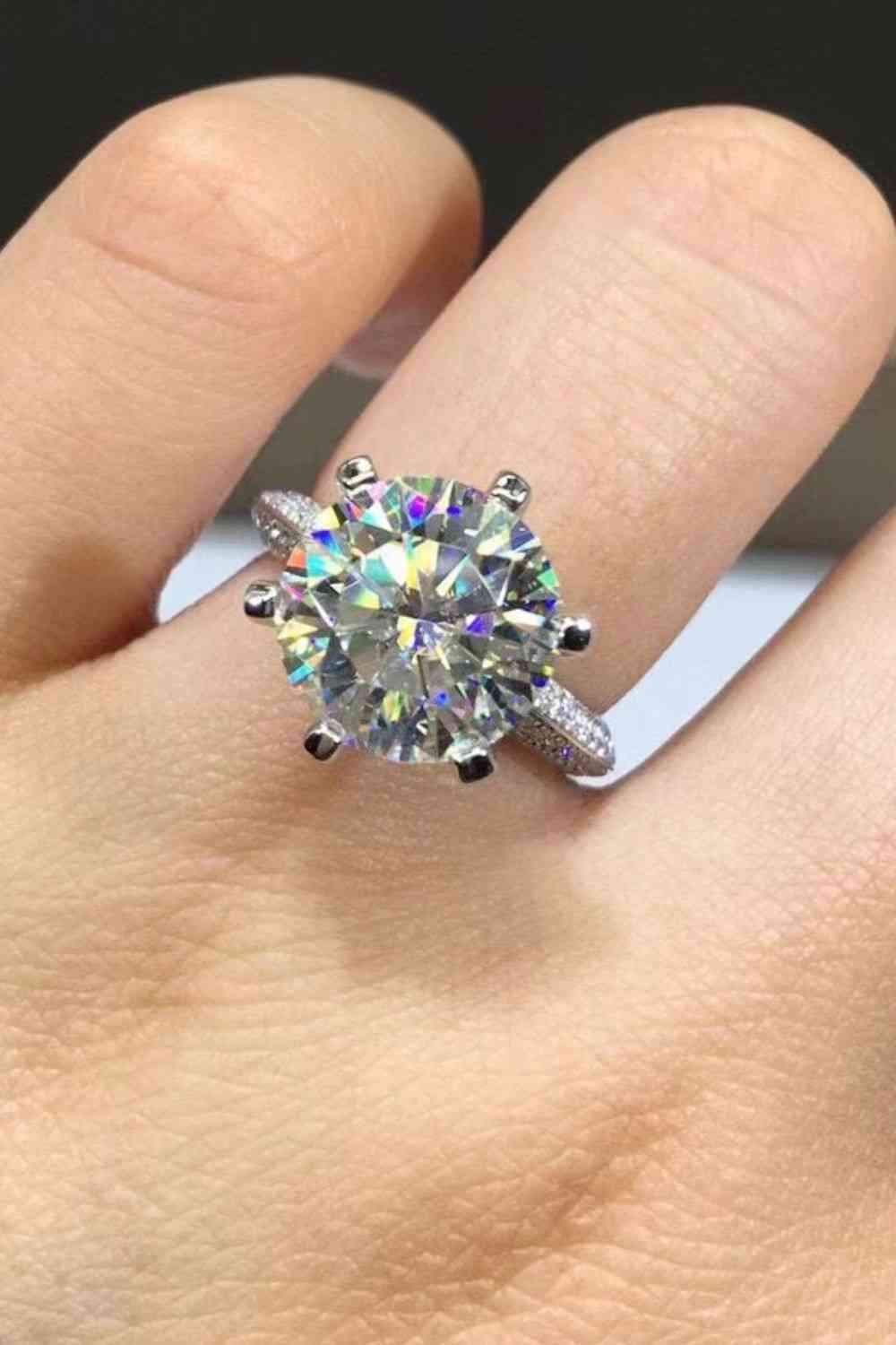 5 Carat Moissanite 6-Prong Ring Silver Moissanite - Tophatter Daily Deals