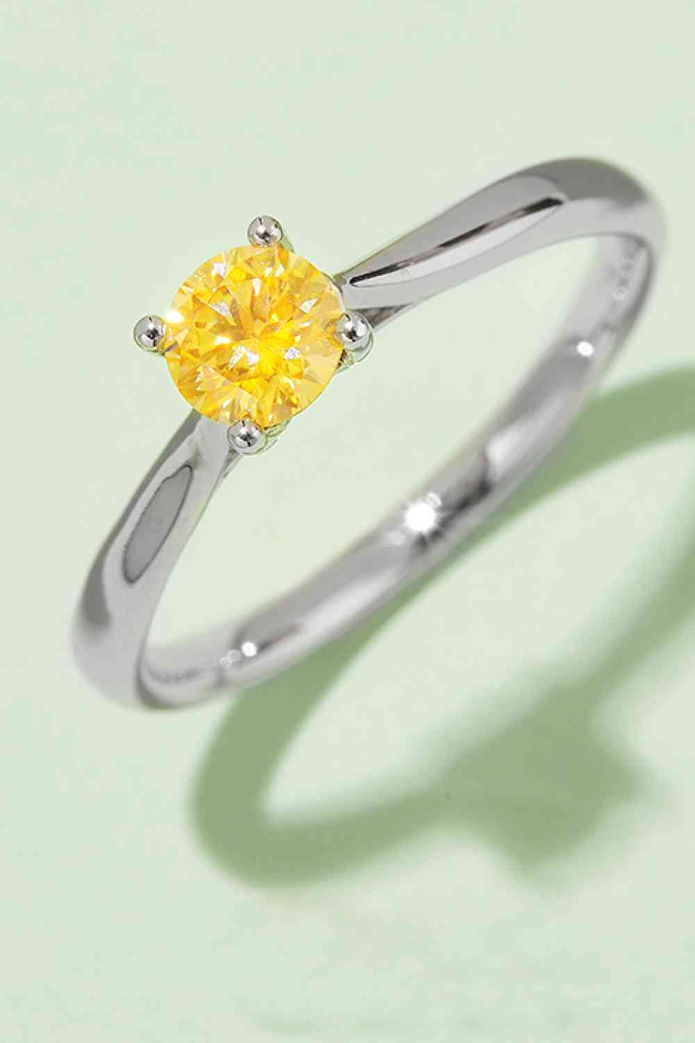 Moissanite Contrast 925 Sterling Silver Solitaire Ring Mustard Moissanite - Tophatter Daily Deals