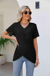 V-Neck Crisscross Short Sleeve Tee Women's T-Shirts - Tophatter Daily Deals