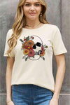 Simply Love Full Size Flower Skull Graphic Cotton Tee Women's T-Shirts - Tophatter Daily Deals