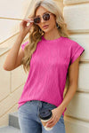 Round Neck Cap Sleeve T-Shirt Women's T-Shirts - Tophatter Daily Deals