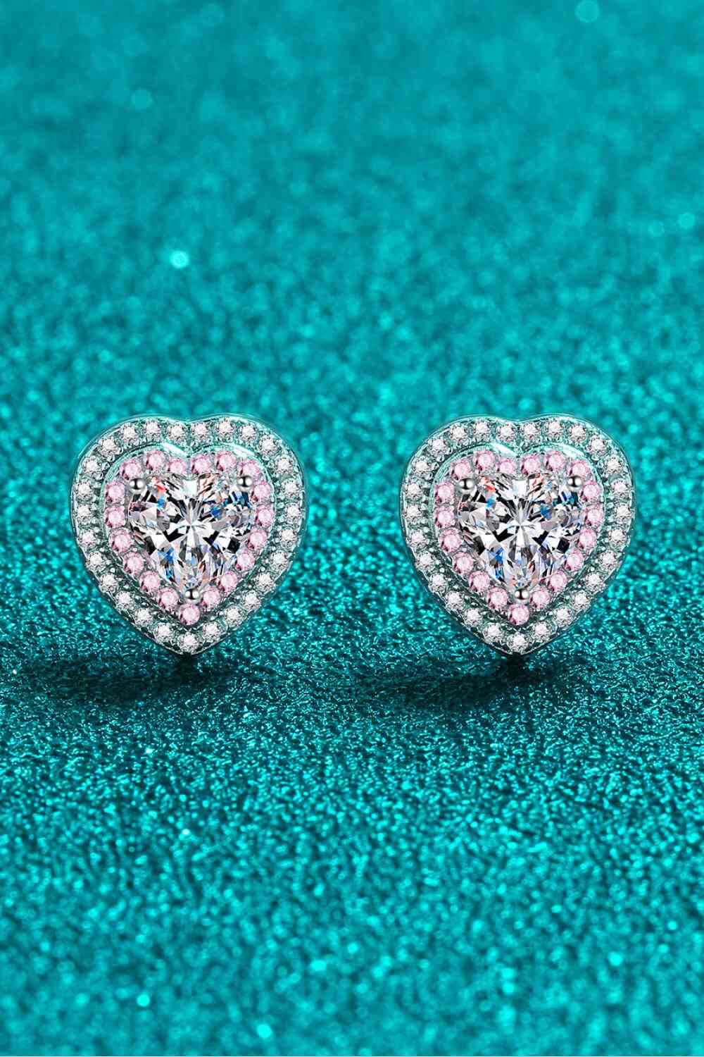 Moissanite Heart-Shaped Stud Earrings Moissanite - Tophatter Daily Deals