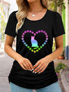 Full Size Cat Heart Graphic Short Sleeve T-Shirt Black Women's T-Shirts - Tophatter Daily Deals