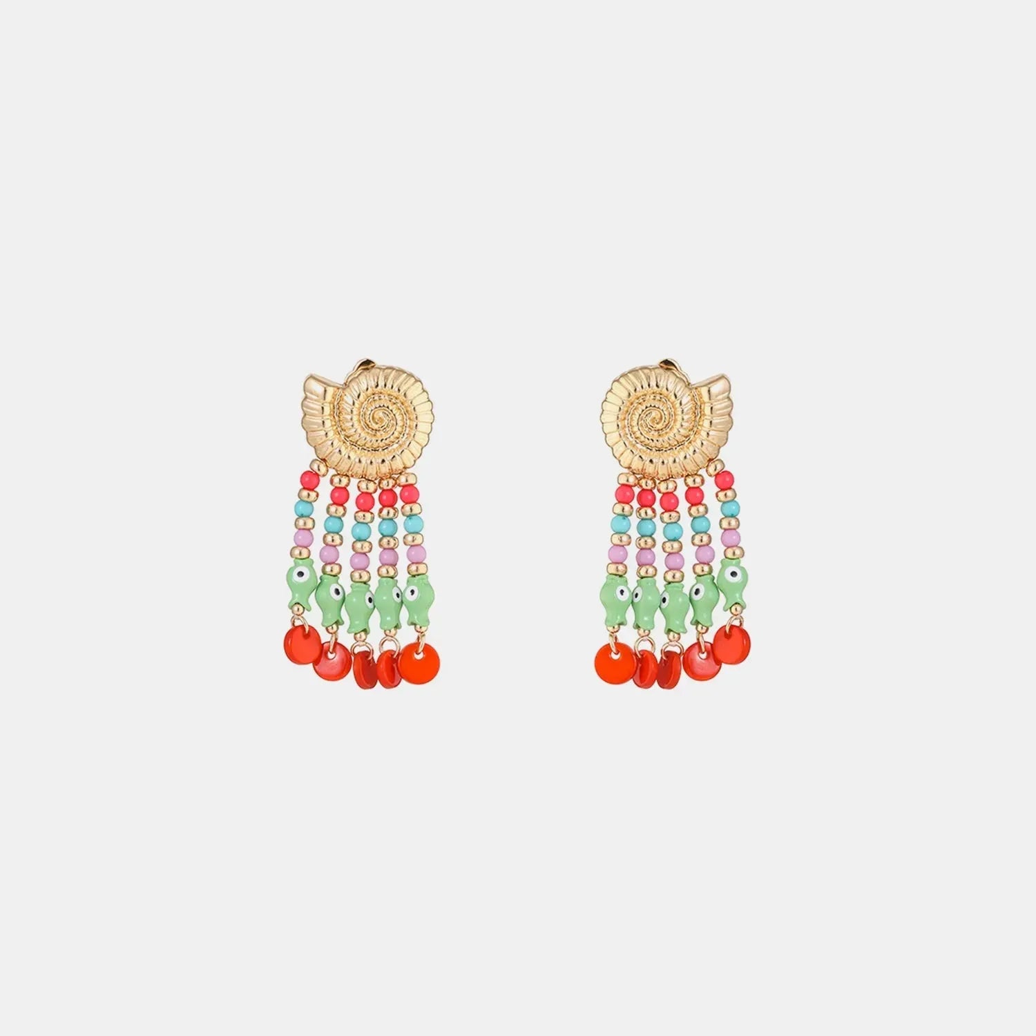 Shell & Tassel Alloy Dangle Earrings Red Orange One Size Earrings - Tophatter Daily Deals