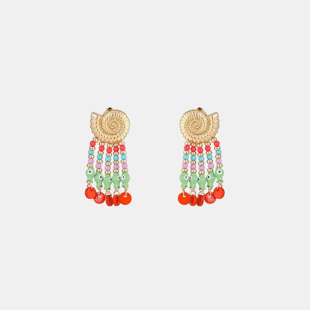 Shell & Tassel Alloy Dangle Earrings Red Orange One Size Earrings - Tophatter Daily Deals