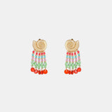 Shell & Tassel Alloy Dangle Earrings Red Orange One Size Earrings - Tophatter Daily Deals