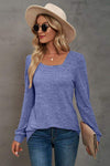 Square Neck Puff Sleeve T-Shirt Women's T-Shirts - Tophatter Daily Deals