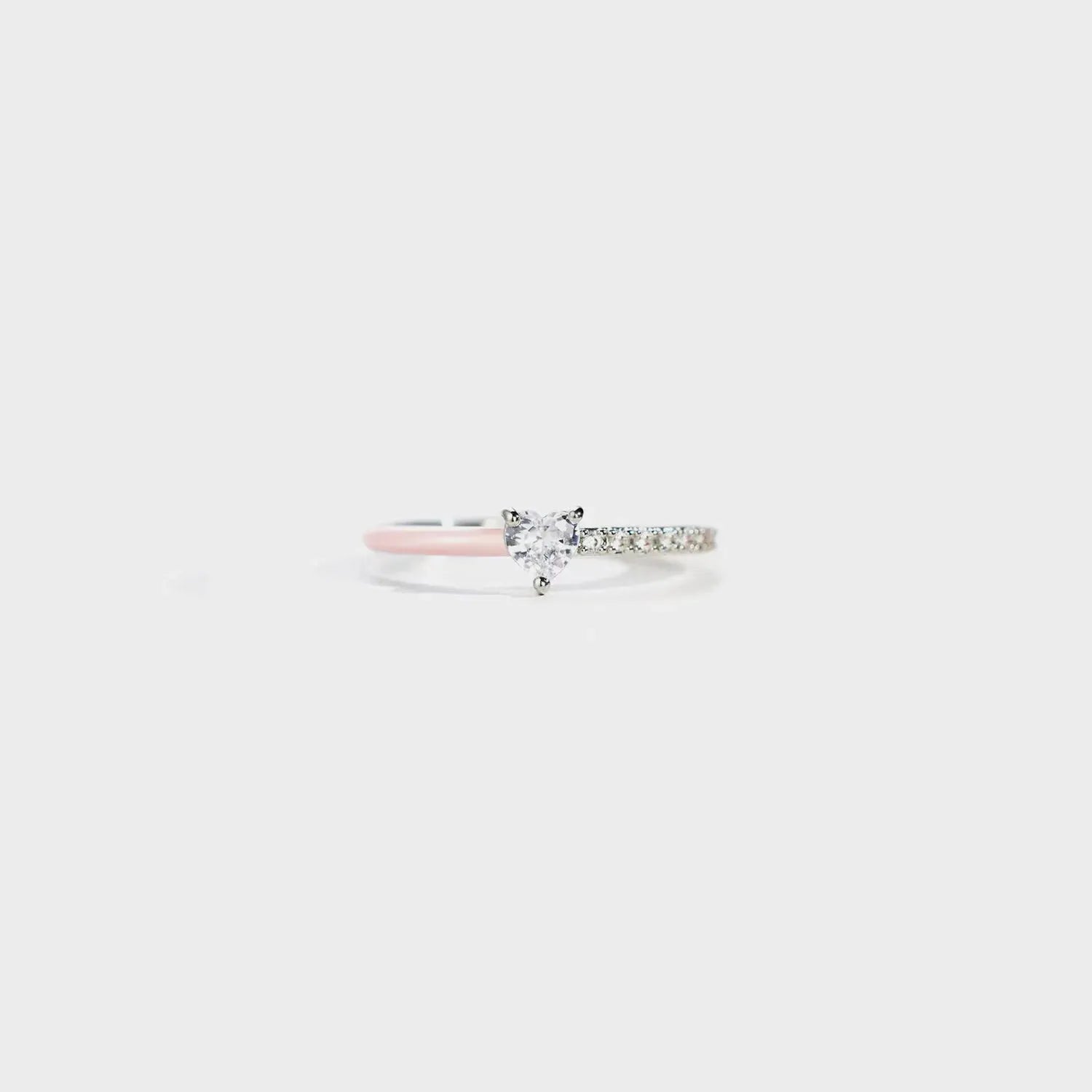 Heart Shape Inlaid Zircon Enamel Ring Blush Pink Rings - Tophatter Daily Deals