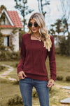 Square Neck Long Sleeve Blouse Blouses - Tophatter Daily Deals