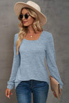 Square Neck Puff Sleeve T-Shirt Women's T-Shirts - Tophatter Daily Deals