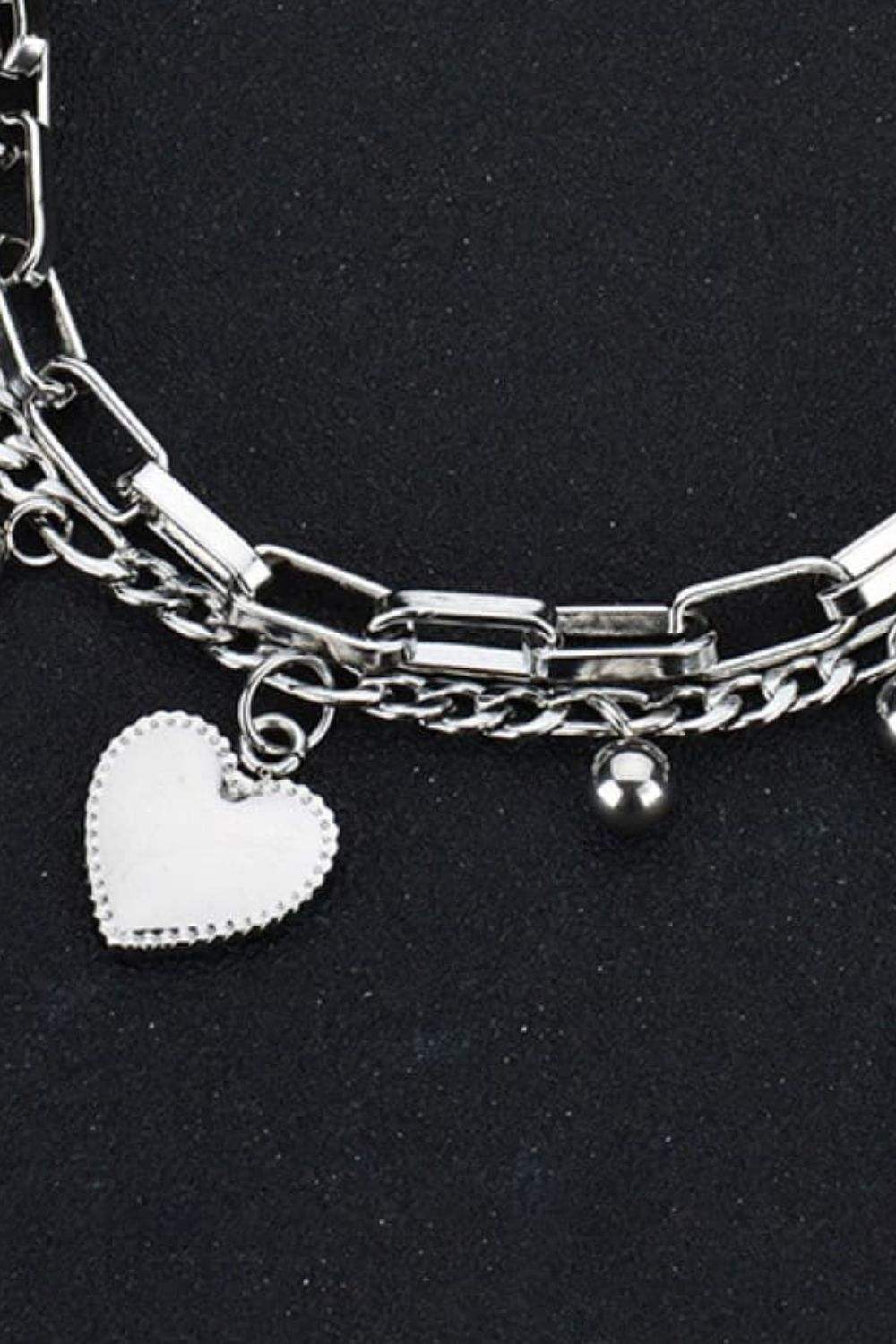 Heart Charm Stainless Steel Bracelet Bracelets - Tophatter Daily Deals