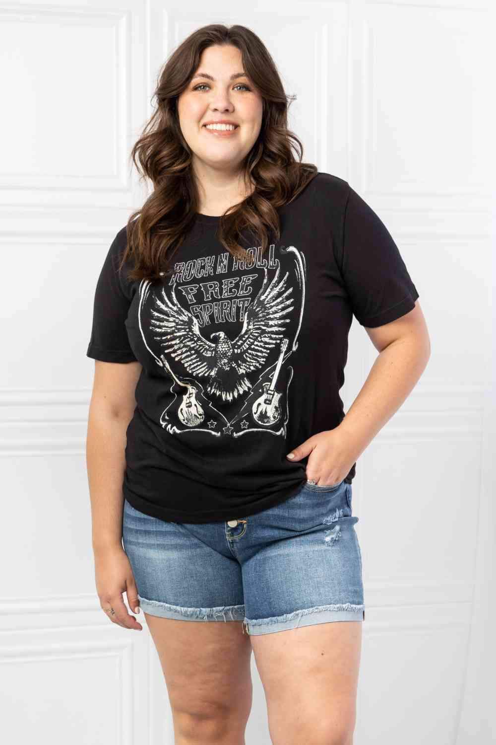 mineB Full Size Free Spirit Graphic Tee Women's T-Shirts - Tophatter Daily Deals