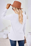 V-Neck Buttoned Long Sleeve Blouse Blouses - Tophatter Daily Deals