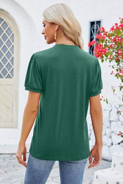 Notched Short Sleeve T-Shirt Women's T-Shirts - Tophatter Daily Deals