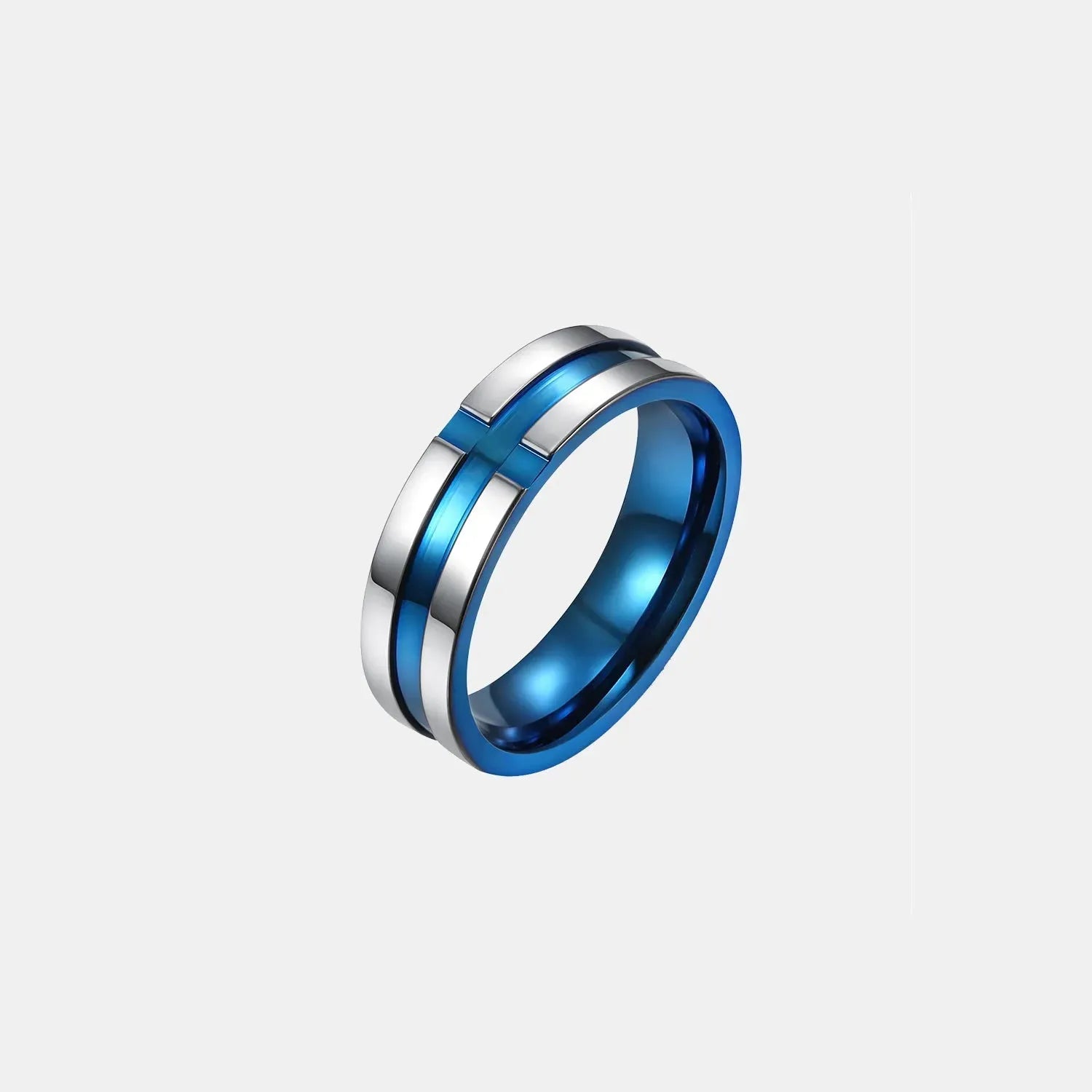 Contrast Titanium Steel Ring Royal Blue Rings - Tophatter Daily Deals