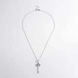 925 Sterling Silver Inlaid Zircon Key Shape Necklace Necklaces - Tophatter Daily Deals