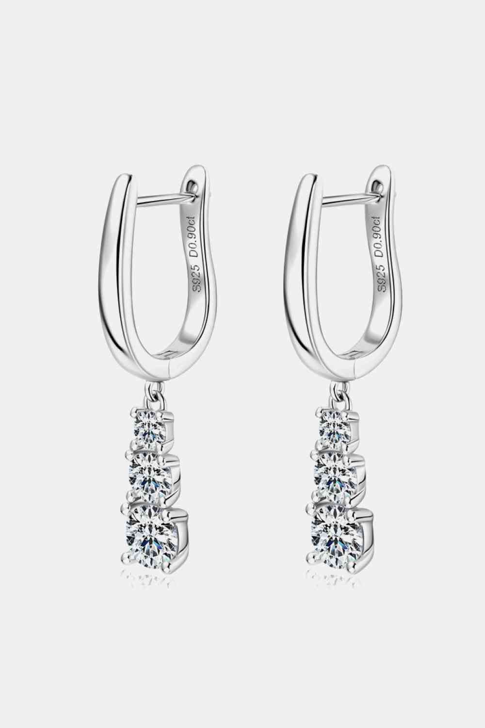 1.8 Carat Moissanite 925 Sterling Silver Drop Earrings Silver One Size Moissanite - Tophatter Daily Deals