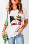 AMERICAN WOMAN Graphic Round Neck Tee Women's T-Shirts - Tophatter Daily Deals