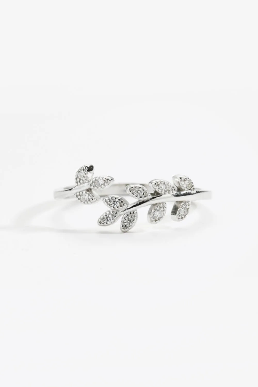 Inlaid Zircon Leaf-Shaped Open Ring Rings - Tophatter Daily Deals