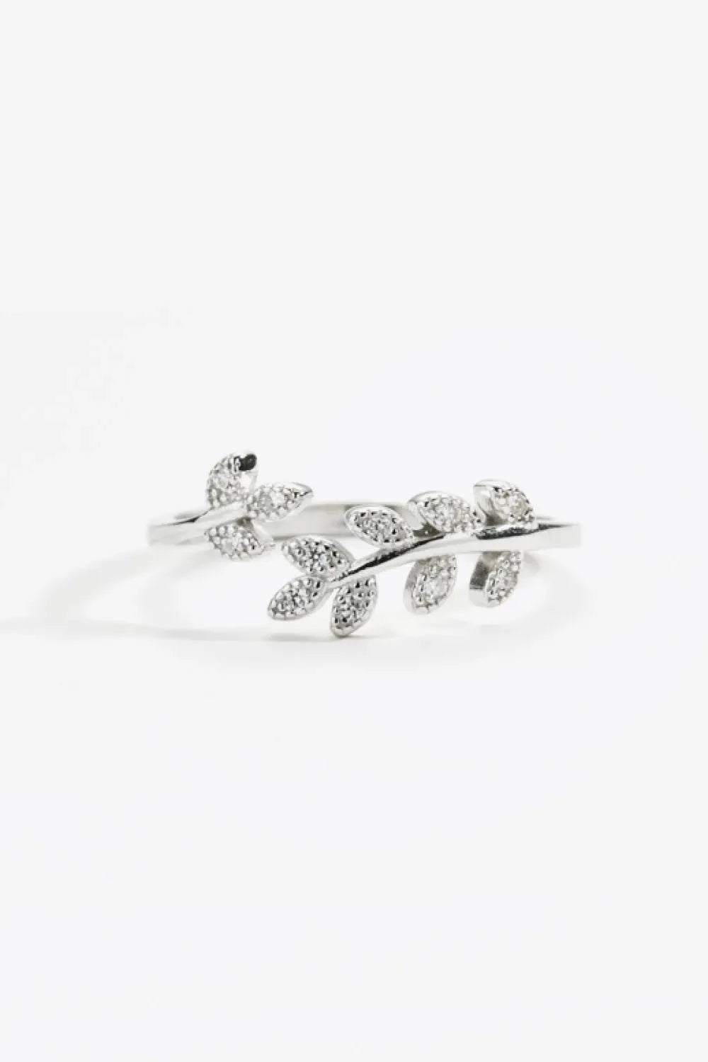 Inlaid Zircon Leaf-Shaped Open Ring Rings - Tophatter Daily Deals
